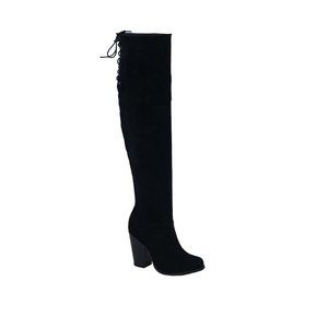 Chase & Chloe Max-2 Women's Over The Knee Thigh High Suede Chunky Heel Boots